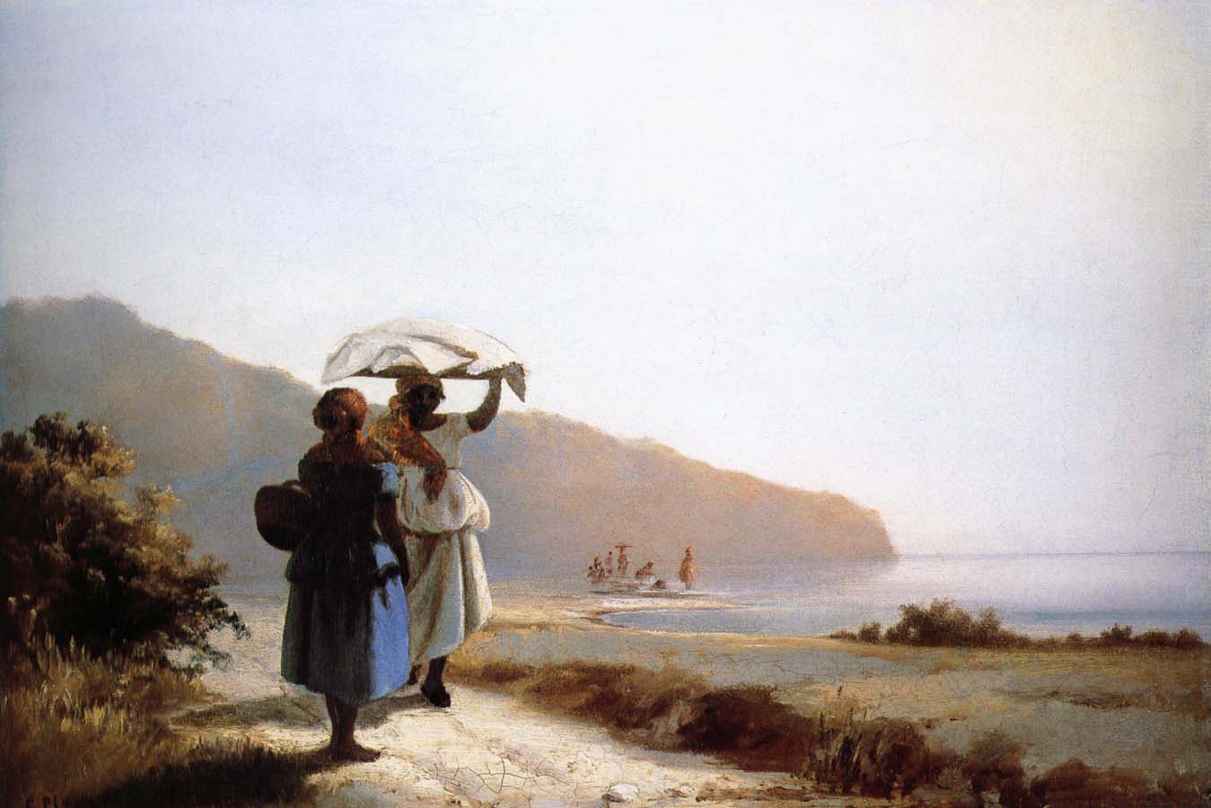 Two women talking to the seaside